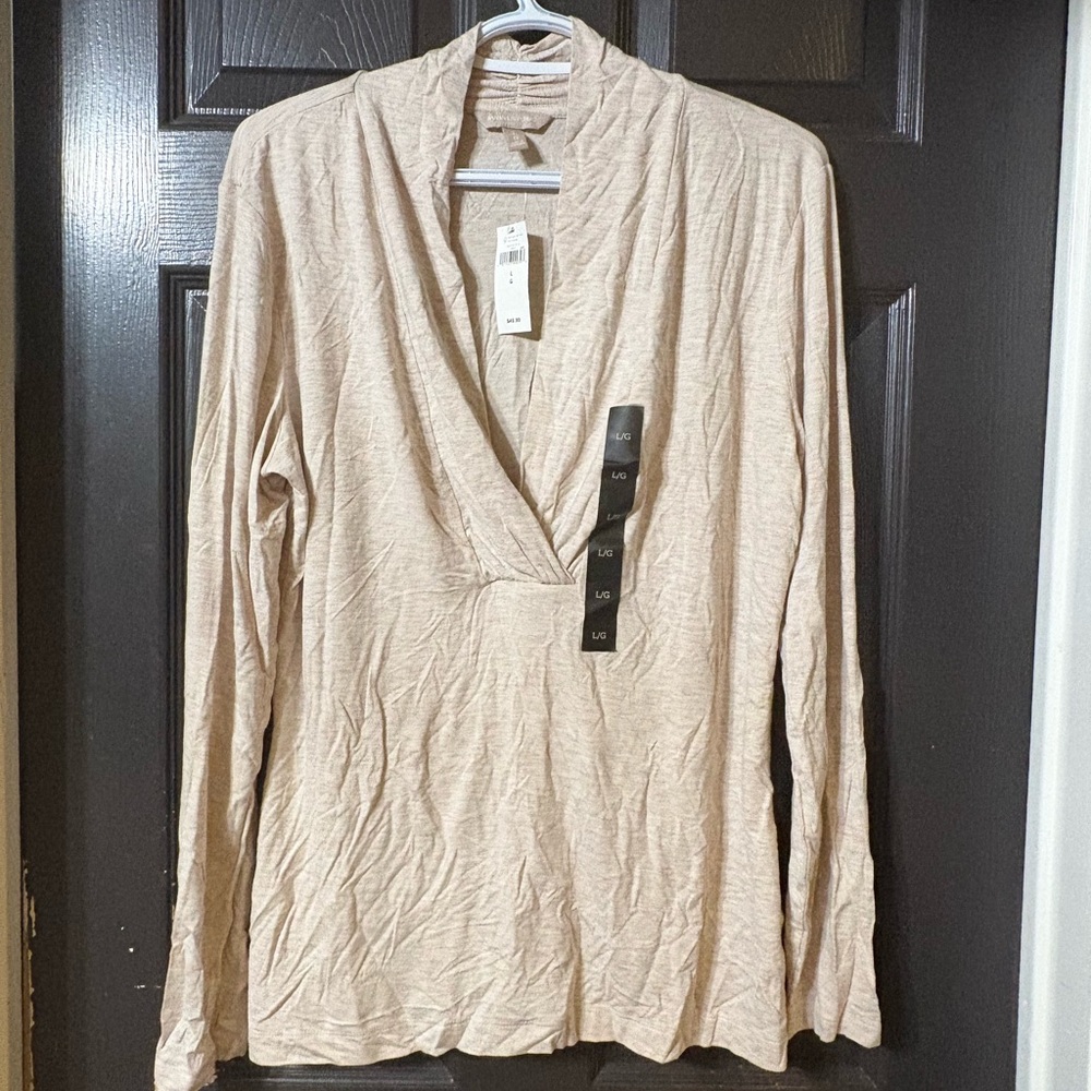 Banana Republic Beige Drape Neck Blouse